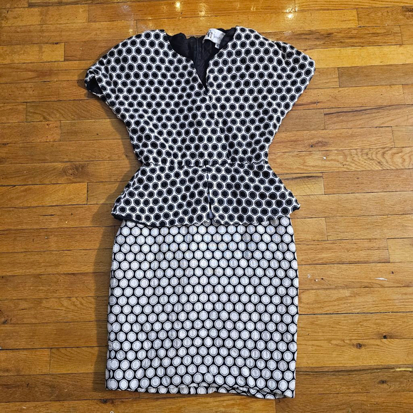 Christian Dior Dresses & Skirts - VTG Christian Dior Black & White Polka Dot Peplum Dress Size 6